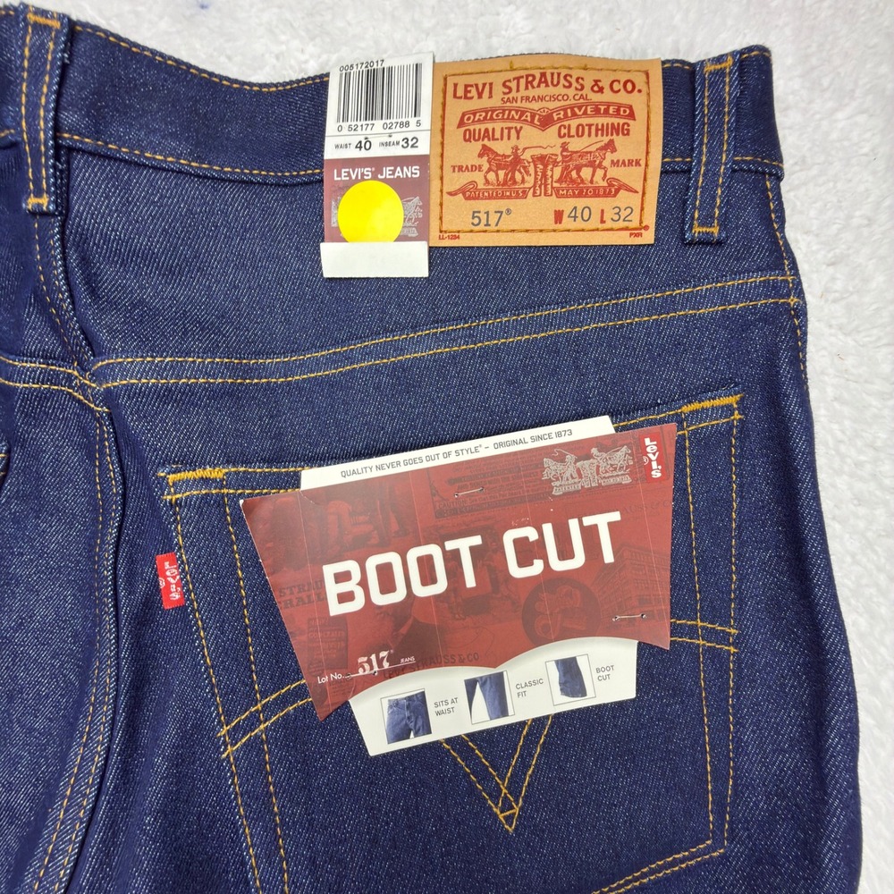 Levis 517 Bootcut Jeans Mens 40x32 Dark Wash Blue Denim NWT